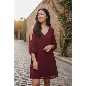 Long Sleeve Maroon Lulus Dress Size XSmall